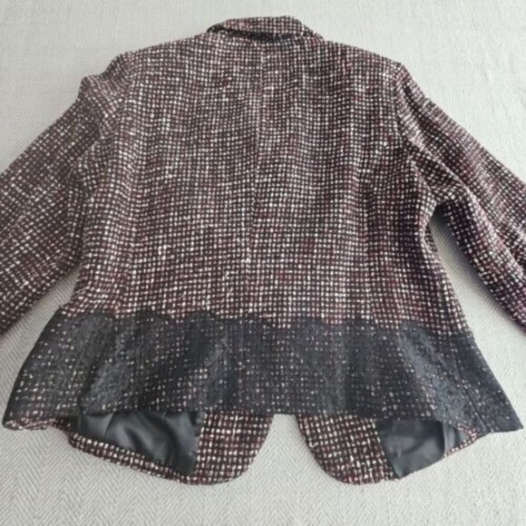 Tape Measure Women's Tweed Jacket Blazer 3-Button Port and Black Lace Gothcore - Picture 11 of 16